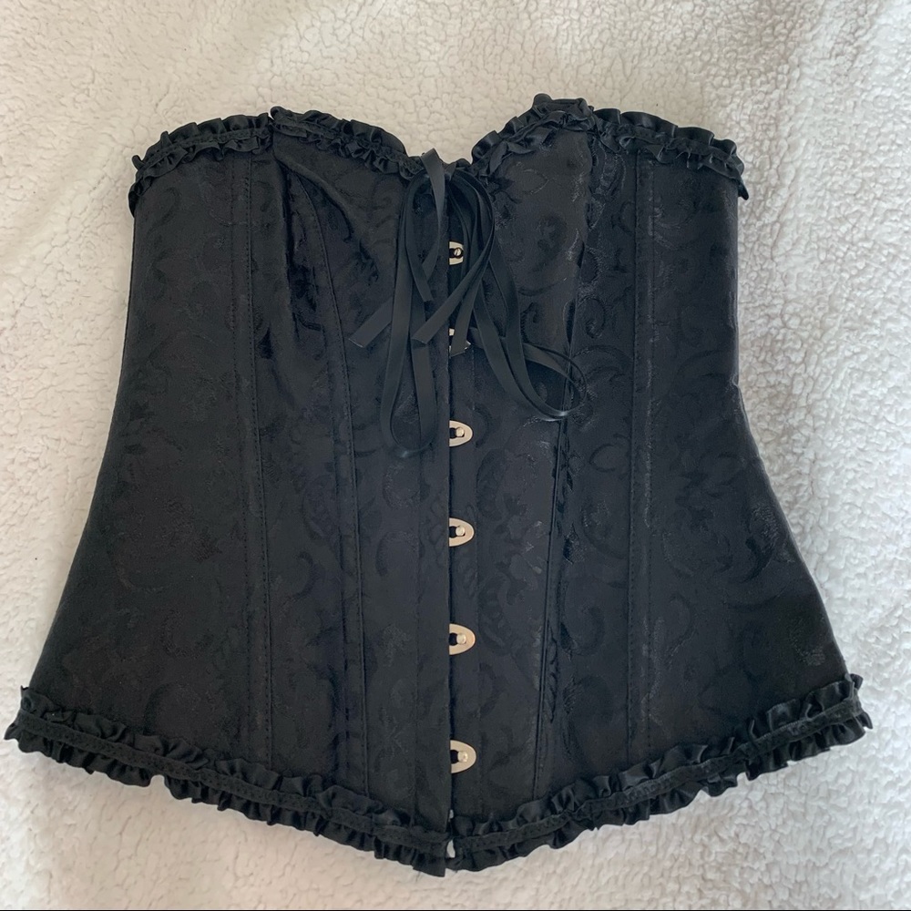 SEXY NWOT Black Jacquard Hook Closure Bustier Corset Size M